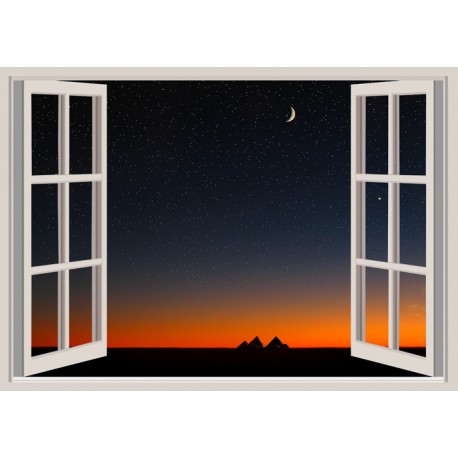 Mural ventana puesta de sol - vinilo decorativo