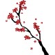 Vinilo pared árbol flores rojas