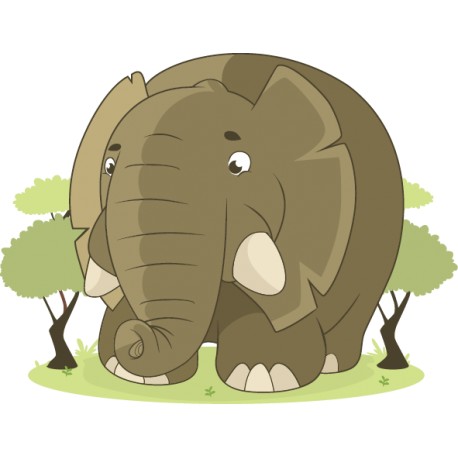 Vinilo infantil elefante árboles