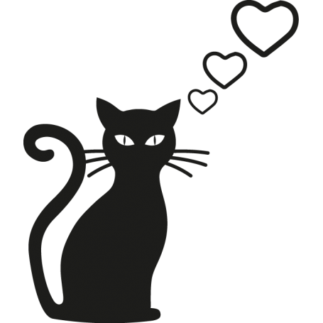 Vinilo decorativo gato con amor corazones