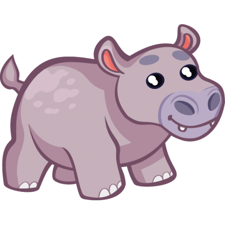 Vinilo pared infantil animal hipopótamo