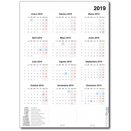 Vinilo calendario 2019