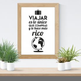 Decoración de interiores con vinilo de frase motivadora sobre viajes para salón o dormitorio