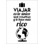 Lámina decorativa de vinilo con la frase 'Viajar te hace rico' en tipografía moderna