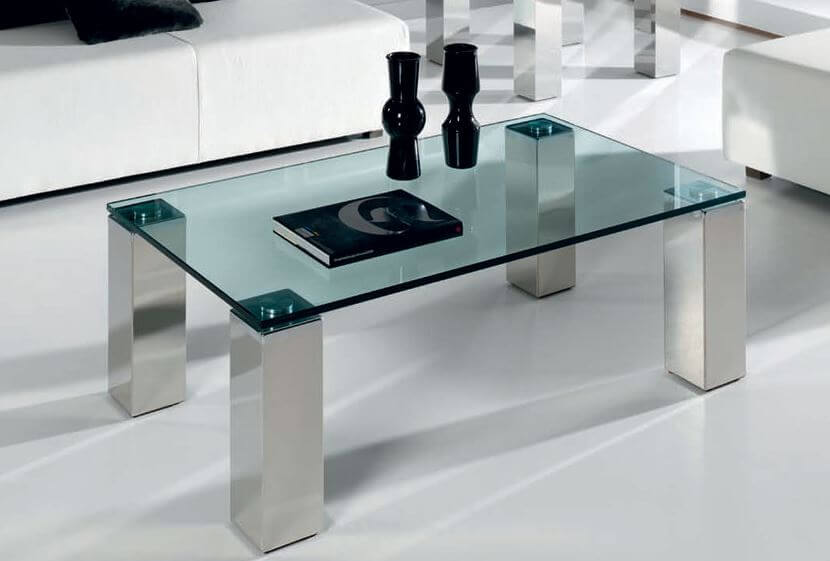 mesa de centro de cristal