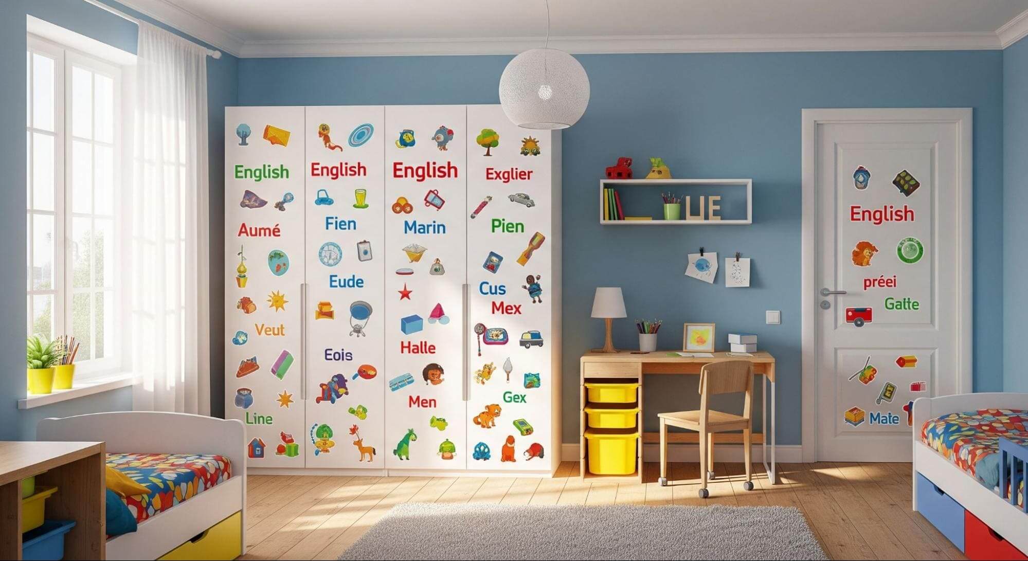 Ideas decorativas con vinilos en dormitorios, salas de juegos y aulas